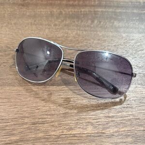 Armani Exchange Silver and Black Aviator Sunglasses